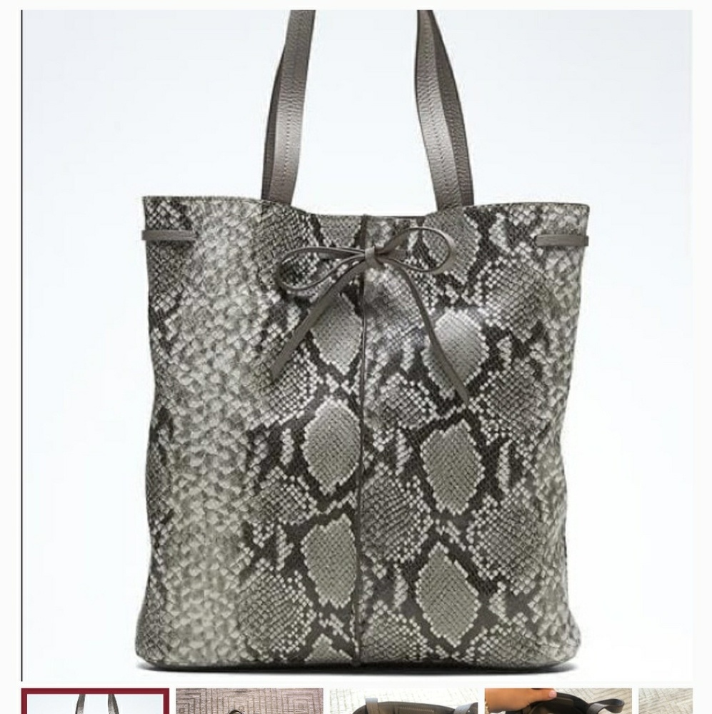 Banana republic gray snake skin leather bag